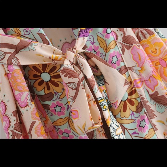 Boho gypsy floral print kimono robe maxi duster - Picture 5 of 5